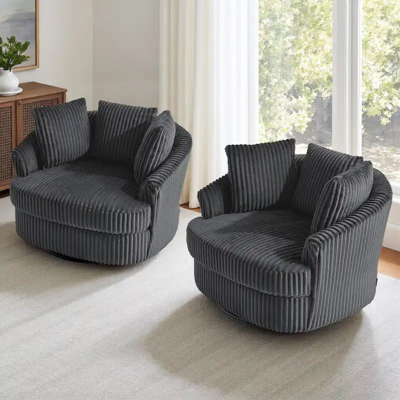 Set di 2 poltrone a botte girevoli DREAMSIDEA con braccioli incassati e rivestimento sfoderabile