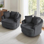Set di 2 poltrone a botte girevoli DREAMSIDEA con braccioli incassati e rivestimento sfoderabile