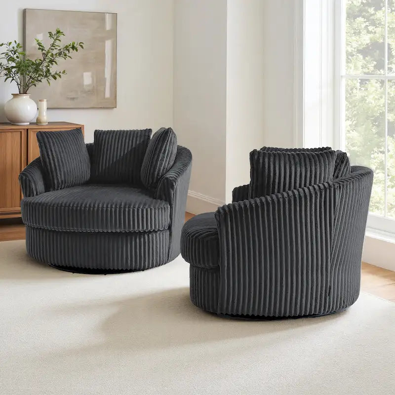Set di 2 poltrone a botte girevoli DREAMSIDEA con braccioli incassati e rivestimento sfoderabile