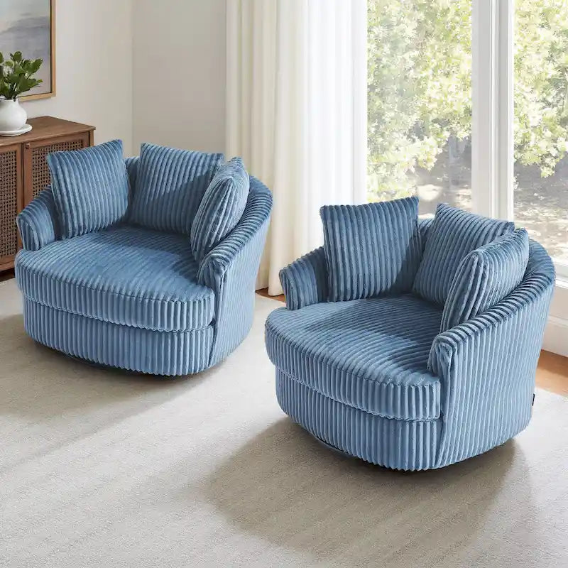 Set di 2 poltrone a botte girevoli DREAMSIDEA con braccioli incassati e rivestimento sfoderabile