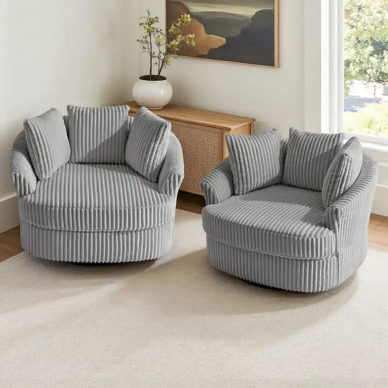 Set di 2 poltrone a botte girevoli DREAMSIDEA con braccioli incassati e rivestimento sfoderabile