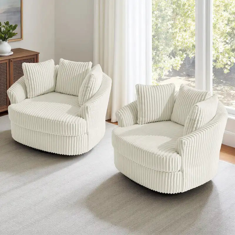 Set di 2 poltrone a botte girevoli DREAMSIDEA con braccioli incassati e rivestimento sfoderabile