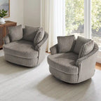 Set di 2 poltrone a botte girevoli DREAMSIDEA con braccioli incassati e rivestimento sfoderabile