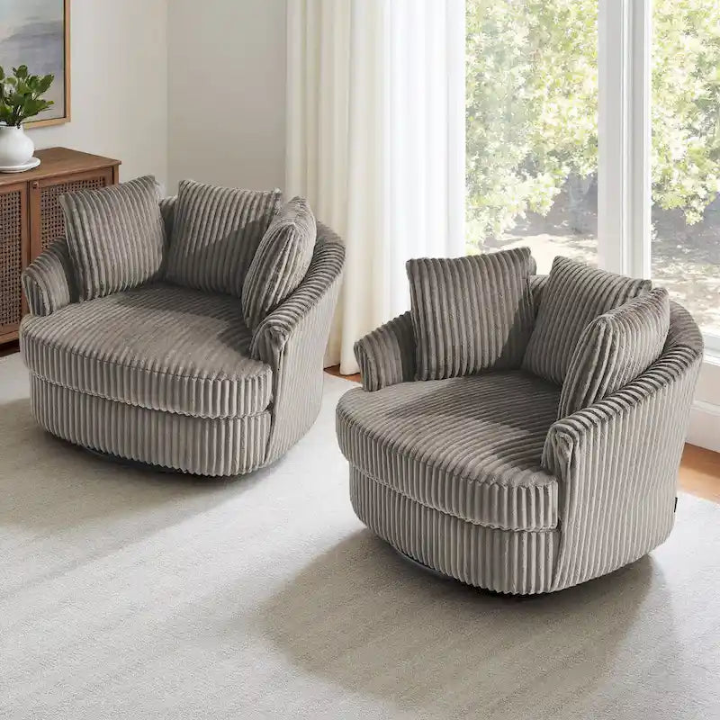 Set di 2 poltrone a botte girevoli DREAMSIDEA con braccioli incassati e rivestimento sfoderabile