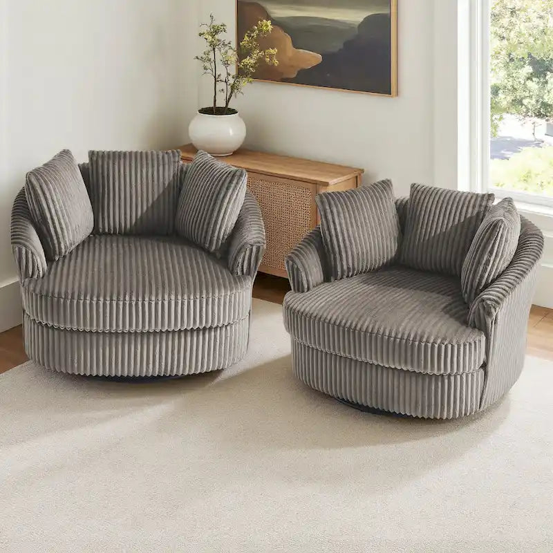 Set di 2 poltrone a botte girevoli DREAMSIDEA con braccioli incassati e rivestimento sfoderabile