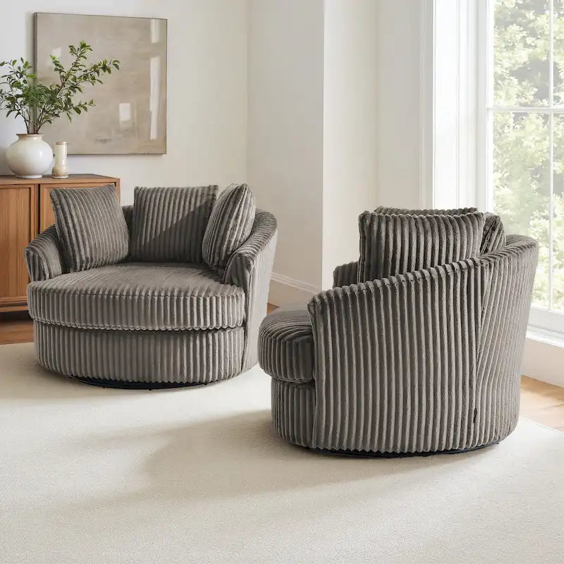 Set di 2 poltrone a botte girevoli DREAMSIDEA con braccioli incassati e rivestimento sfoderabile