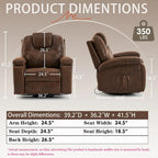 Oversize Swivel Recliner Sofa Chair with Cup Holder and Side Pocket