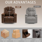 Oversize Swivel Recliner Sofa Chair with Cup Holder and Side Pocket