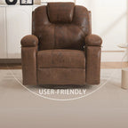 Oversize Swivel Recliner Sofa Chair with Cup Holder and Side Pocket
