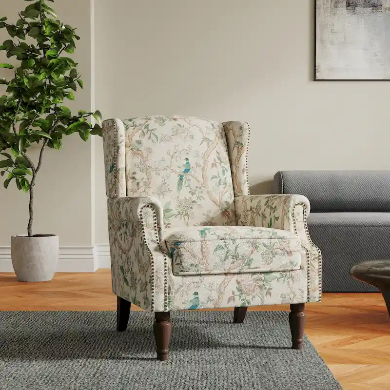 Sillón decorativo tapizado con estampado para sala de estar