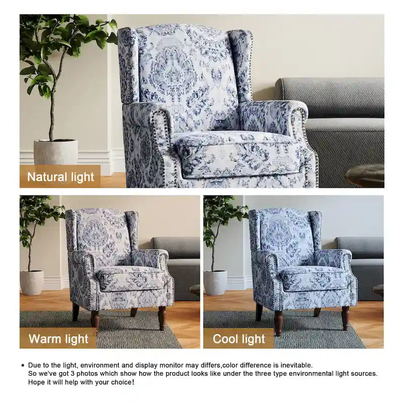 Patterned Upholstered Accent Chair for Living Room