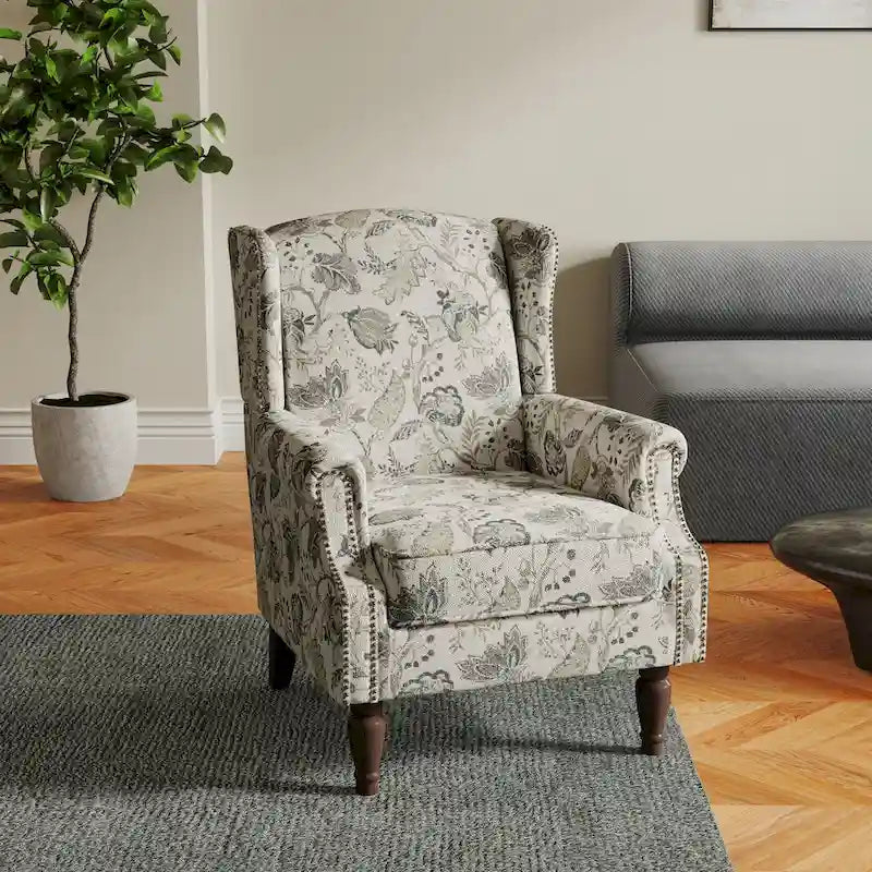 Patterned Upholstered Accent Chair for Living Room