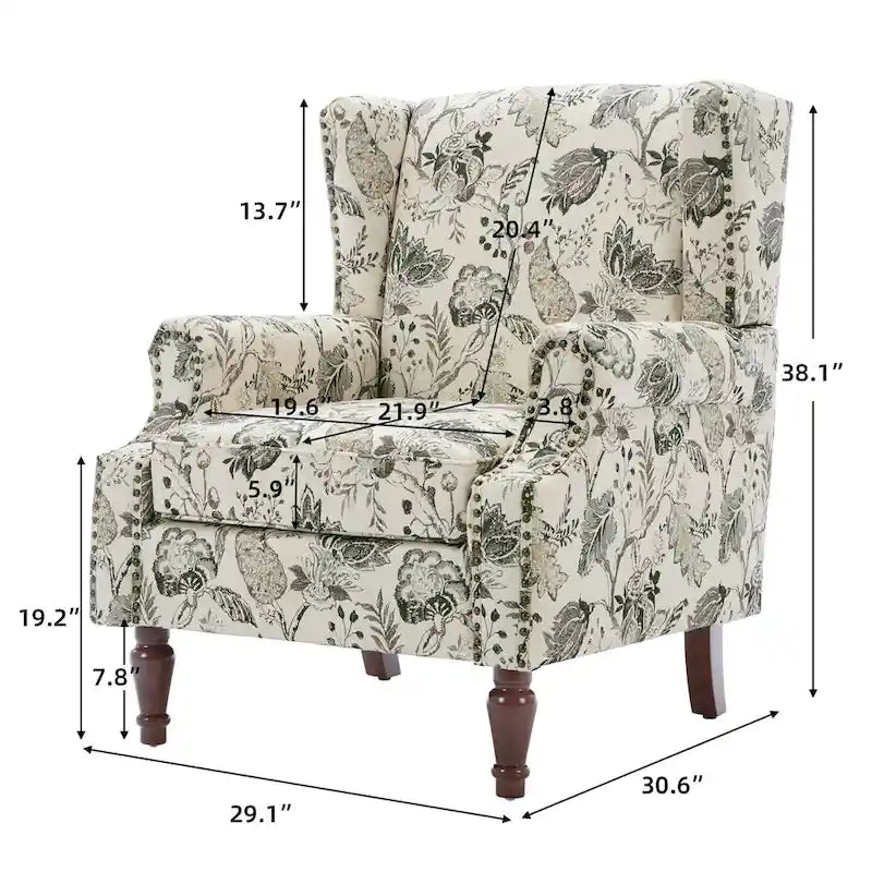 Patterned Upholstered Accent Chair for Living Room