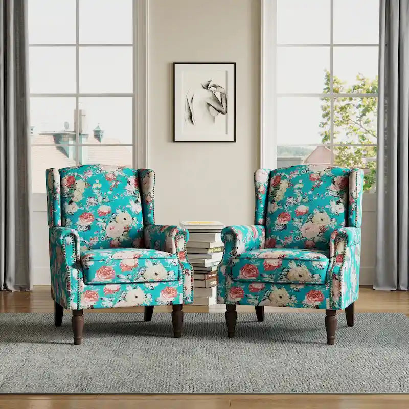 Juego de 2 sillones decorativos con moldura tradicional de tachuelas