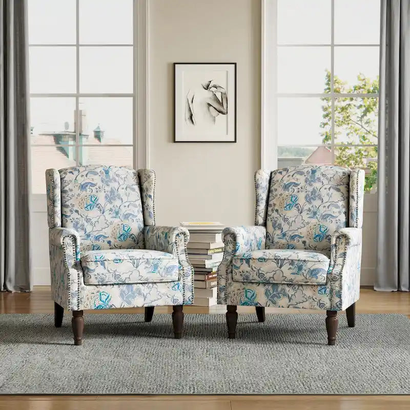 Juego de 2 sillones decorativos con moldura tradicional de tachuelas