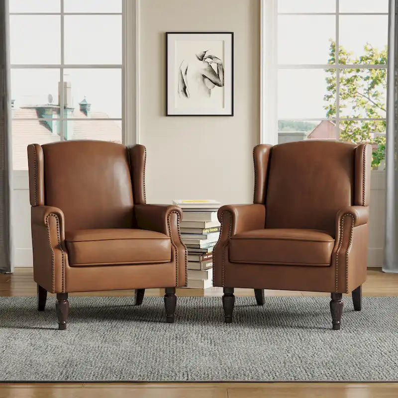Juego de 2 sillones decorativos con moldura tradicional de tachuelas