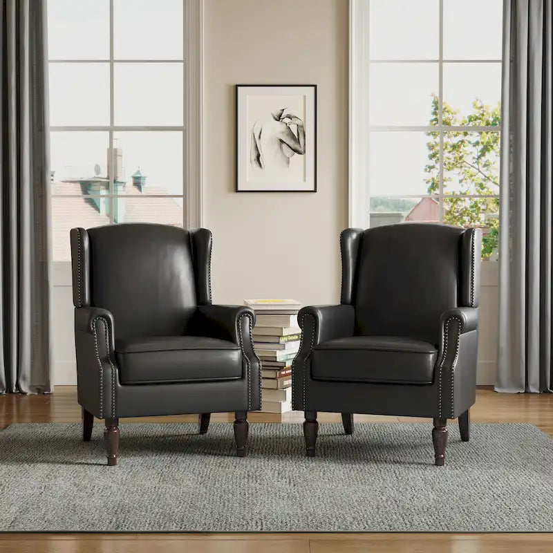 Juego de 2 sillones decorativos con moldura tradicional de tachuelas