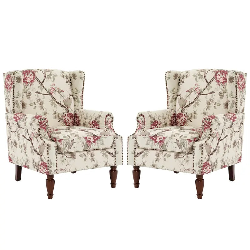 Traditional Nailhead Trim Armchair Accent Chairs Set of 2
