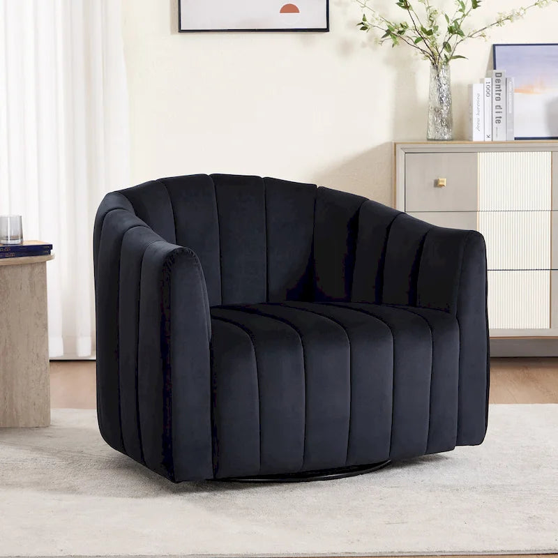 Moderne draaibare fluwelen accentstoel, fauteuil met kussens