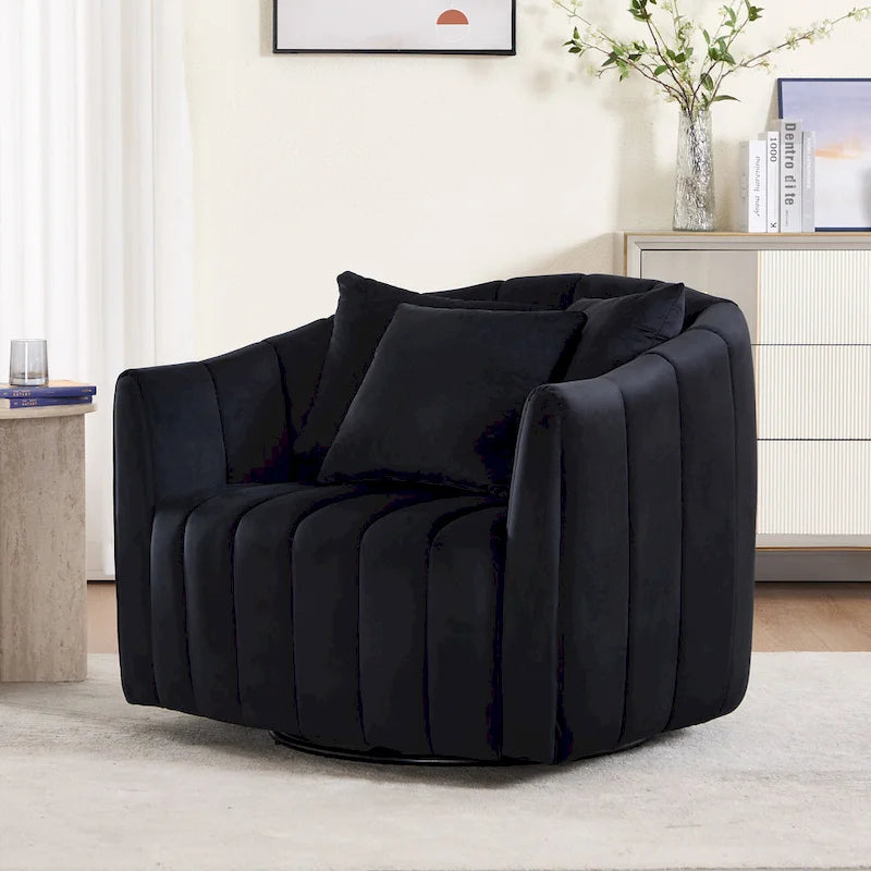 Moderne draaibare fluwelen accentstoel, fauteuil met kussens