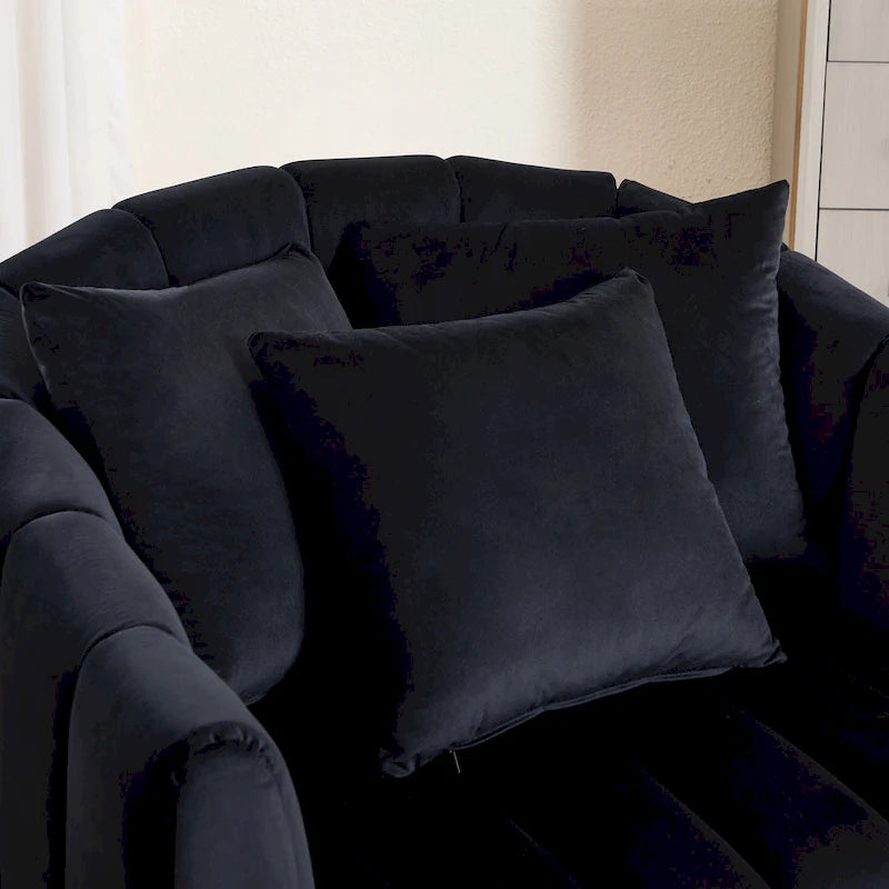 Moderne draaibare fluwelen accentstoel, fauteuil met kussens