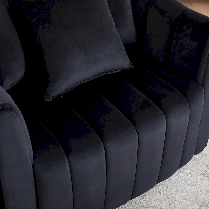Moderne draaibare fluwelen accentstoel, fauteuil met kussens
