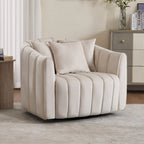 Moderne draaibare fluwelen accentstoel, fauteuil met kussens