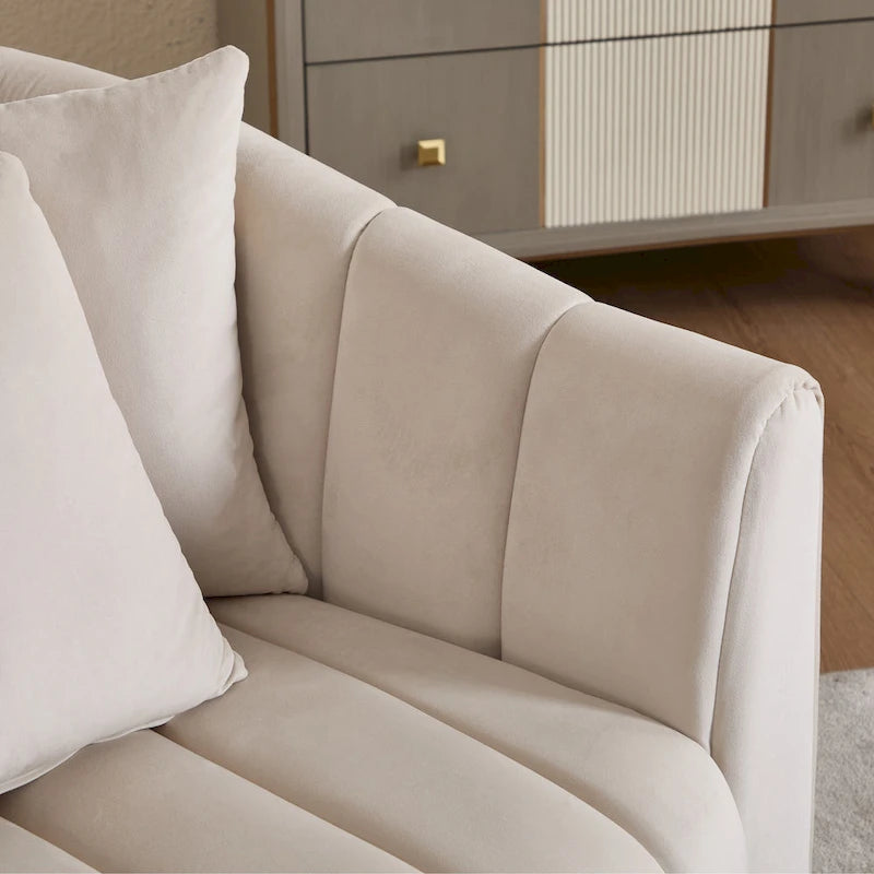Moderne draaibare fluwelen accentstoel, fauteuil met kussens