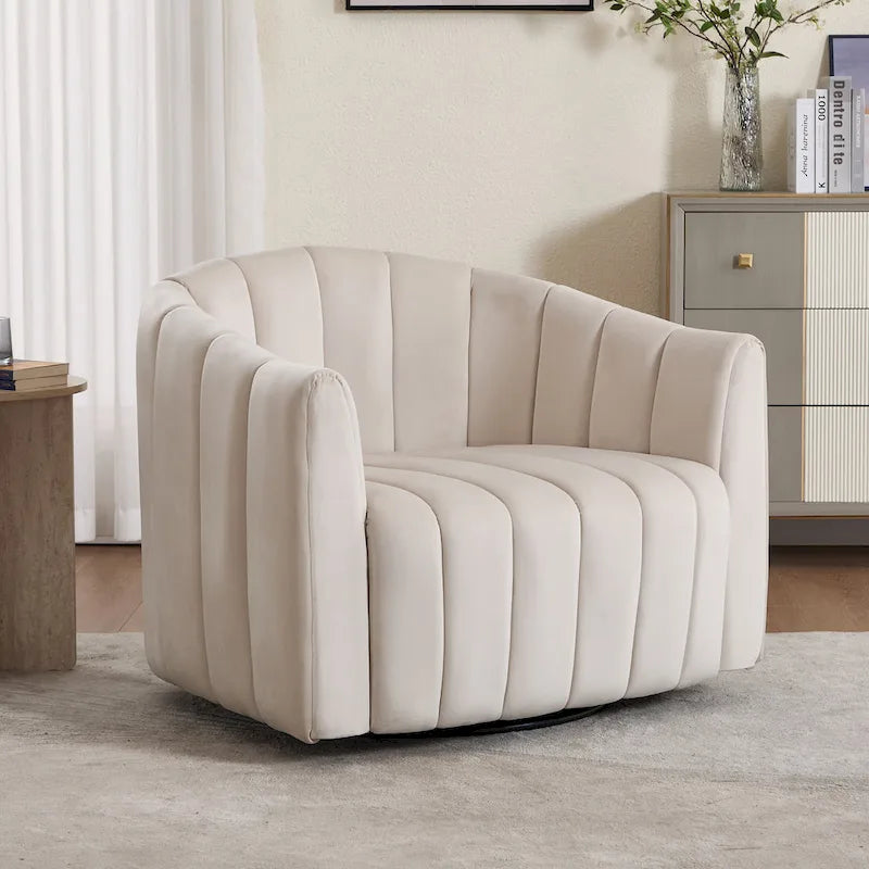 Moderne draaibare fluwelen accentstoel, fauteuil met kussens