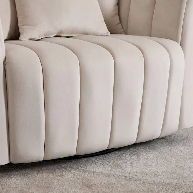 Moderne draaibare fluwelen accentstoel, fauteuil met kussens
