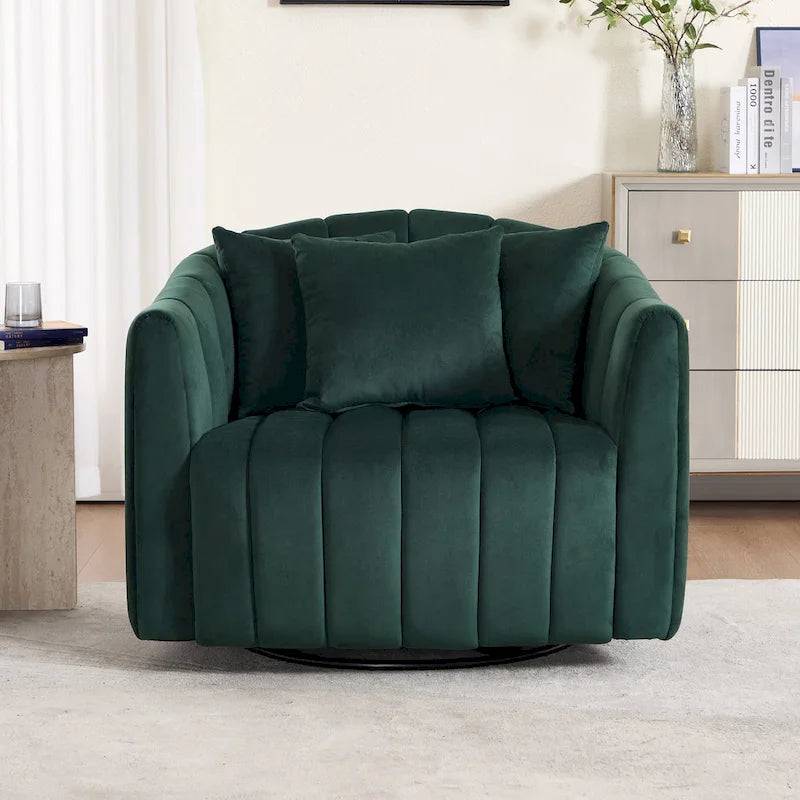 Moderne draaibare fluwelen accentstoel, fauteuil met kussens