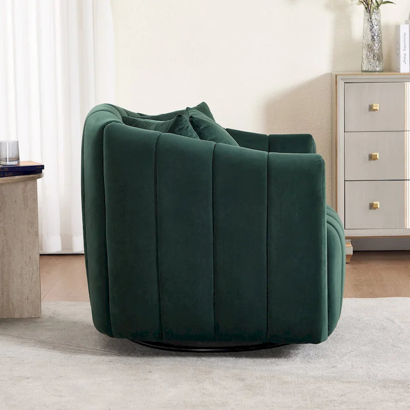 Moderne draaibare fluwelen accentstoel, fauteuil met kussens
