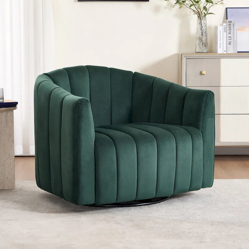 Moderne draaibare fluwelen accentstoel, fauteuil met kussens