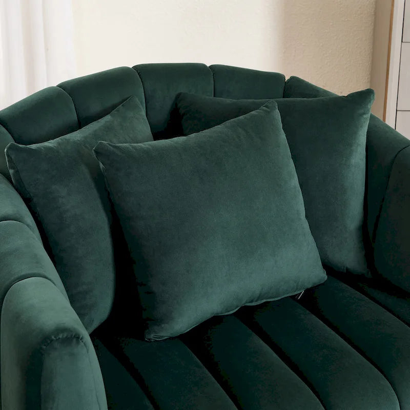 Moderne draaibare fluwelen accentstoel, fauteuil met kussens