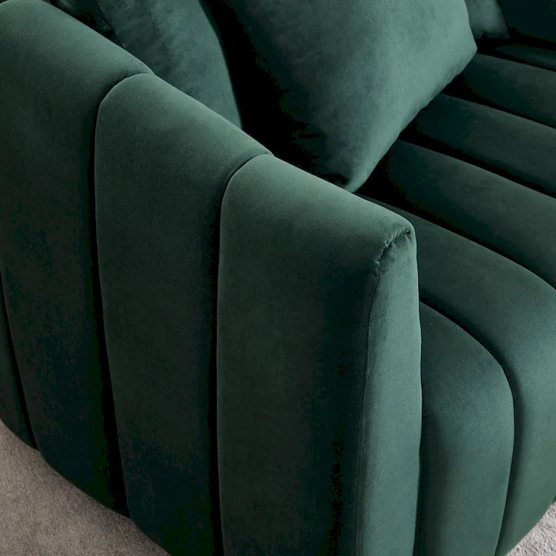 Moderne draaibare fluwelen accentstoel, fauteuil met kussens