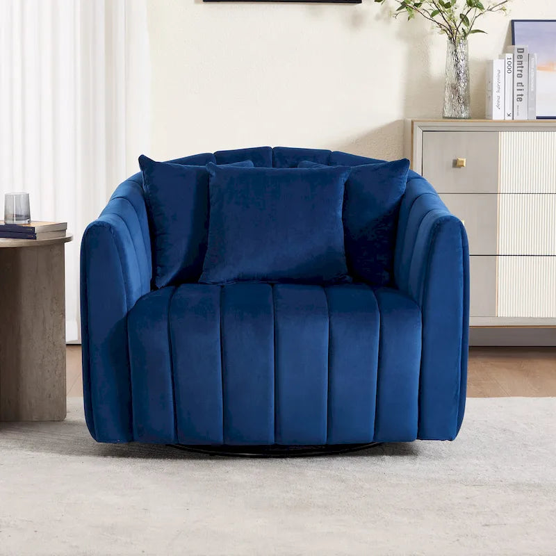 Moderne draaibare fluwelen accentstoel, fauteuil met kussens