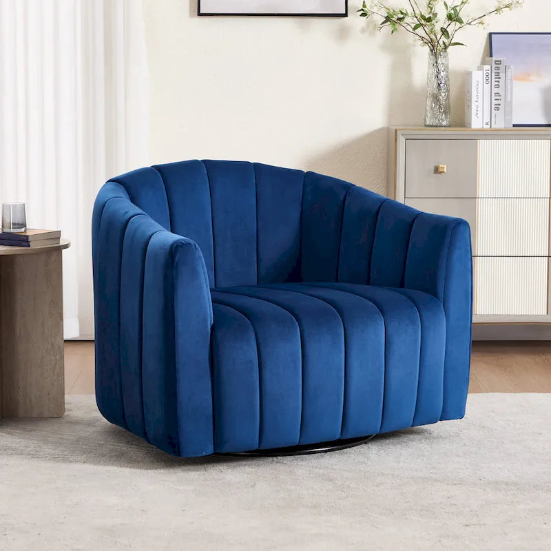 Moderne draaibare fluwelen accentstoel, fauteuil met kussens