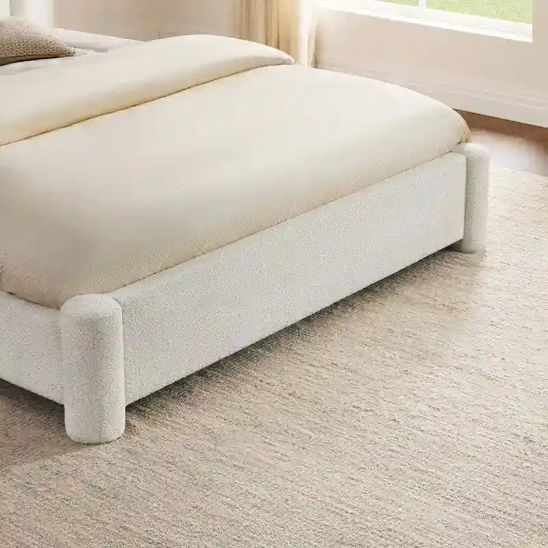 Struttura letto moderna a piattaforma completamente imbottita con testiera larga