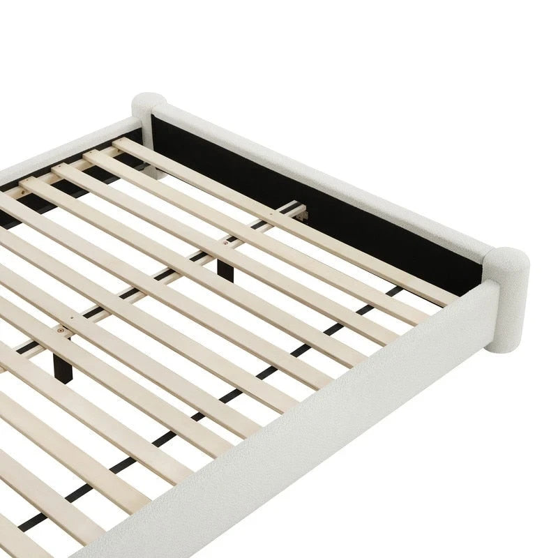 Struttura letto moderna a piattaforma completamente imbottita con testiera larga