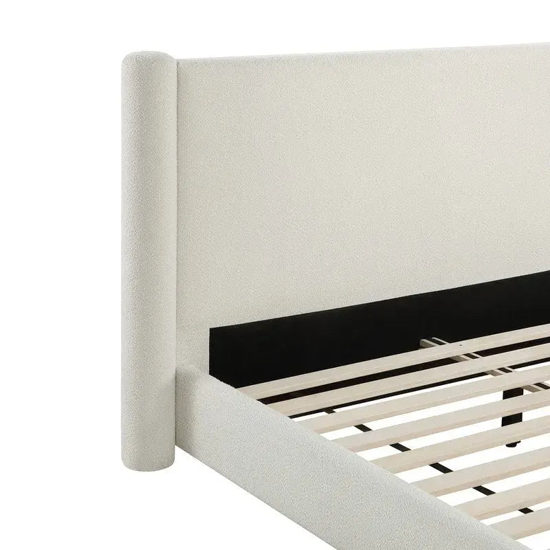 Struttura letto moderna a piattaforma completamente imbottita con testiera larga
