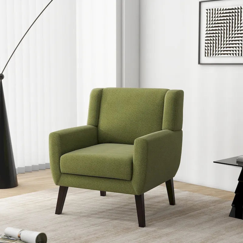 Sillón tapizado con respaldo ancho, silla decorativa