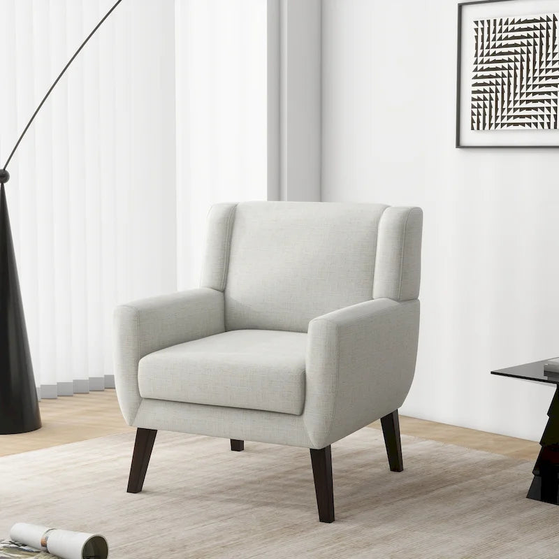 Sillón tapizado con respaldo ancho, silla decorativa