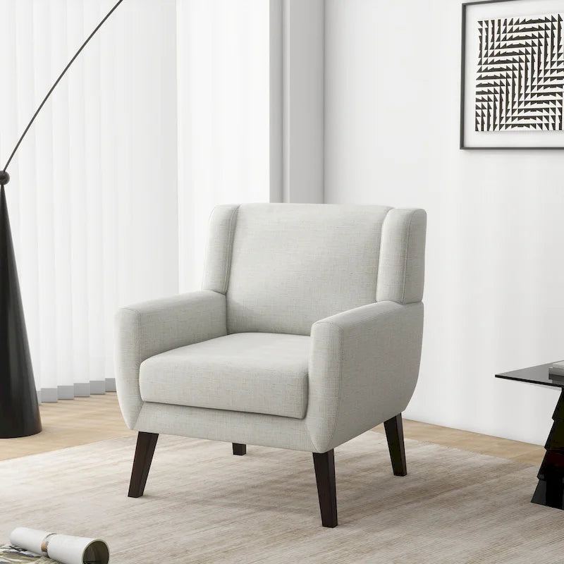Gestoffeerde fauteuil met brede rugleuning, accentstoel