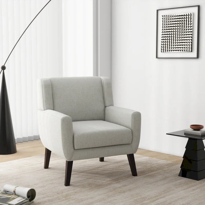 Gestoffeerde fauteuil met brede rugleuning, accentstoel