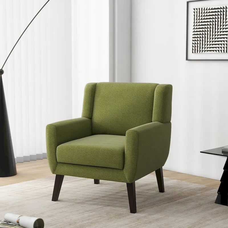Gestoffeerde fauteuil met brede rugleuning, accentstoel