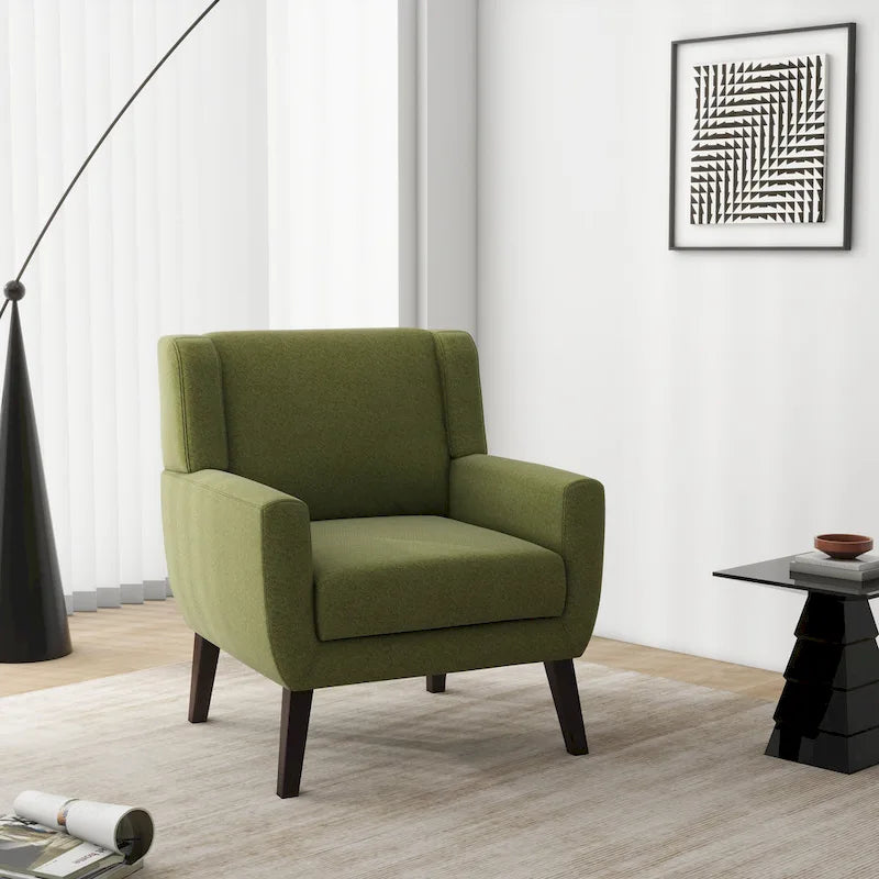 Gestoffeerde fauteuil met brede rugleuning, accentstoel