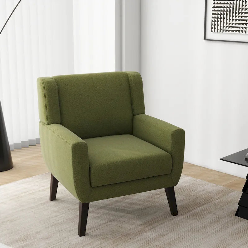 Gestoffeerde fauteuil met brede rugleuning, accentstoel
