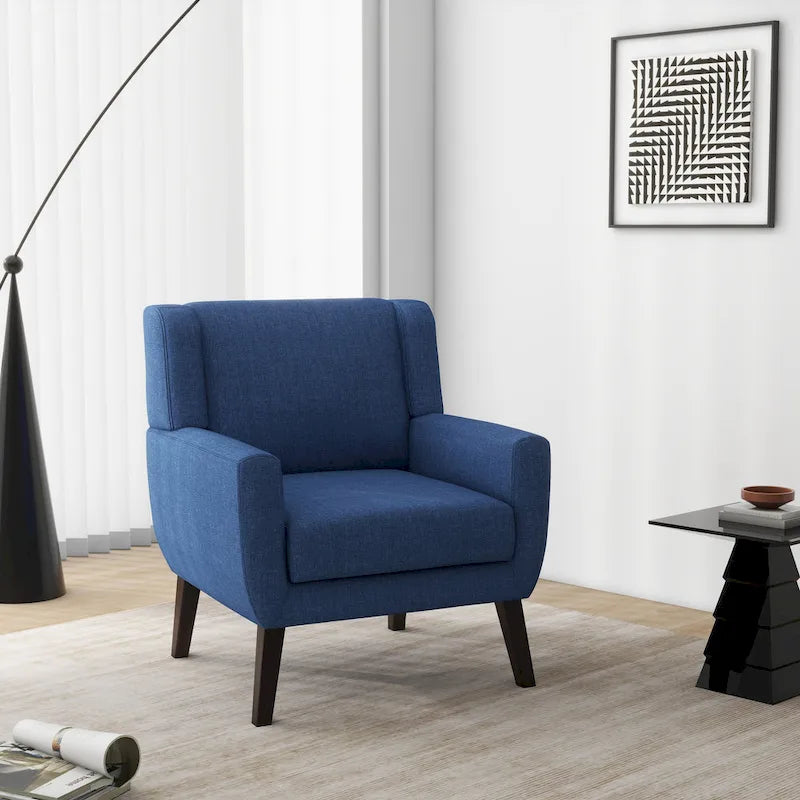 Gestoffeerde fauteuil met brede rugleuning, accentstoel