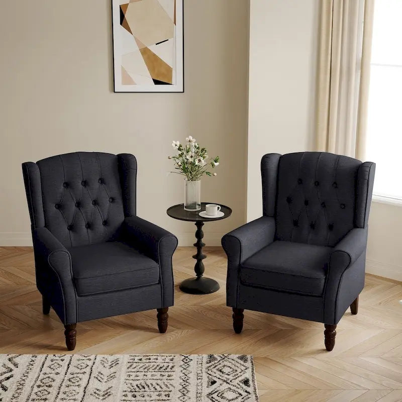 Clubfauteuil met knopen en hoge rug, set van 2