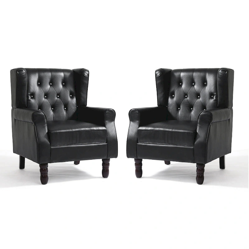 Clubfauteuil met knopen en hoge rug, set van 2